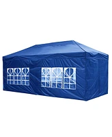 10x20FT Canopy Wedding Party Tent Pop Up Folding Gazebo Outdoor w/ 4 Sidewalls & Bag Navy