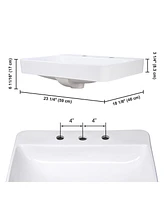 Yescom Aquaterior 23" Bathroom Drop in Vessel Sink Ceramic Semi Recessed Basin w/ Drain