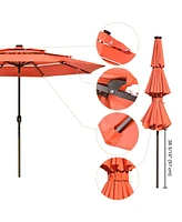 Yescom 3 Tier Patio Umbrella with Solar Powered Led Crank Tilt Button