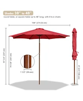 Yescom 9 Ft Wooden Patio Umbrella 8 Ribs Easy Tilt Table Parasol Outdoor Balcony Deck