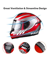 Ahr Run-F3 Full Face Motorcycle Helmet Dot Approved Street Bike Removable Liner M