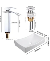 Aquaterior Above Counter Vessel Sink 1 Hole Waterfall Faucet Drain Chr Bathroom