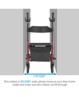 Yescom Upright Walker Stand Up Folding Rollator Seat Padded Armrest 4 Wheels 300 Lbs