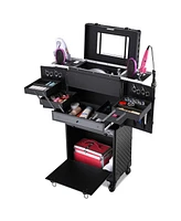 Byootique Rolling Makeup Case Trolley Cosmetic Organizer Hair Stylist Salon