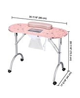 Byootique Portable Folding Manicure Nail Table Station Salon Desk Beauty Salon