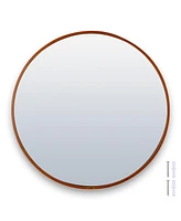Aquaterior 24" Round Wall Mirror Wooden Frame Farmhouse Hanging Bathroom decor