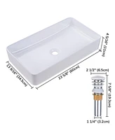 23" x 13" Rectangle Porcelain Ceramic Bathroom Vessel Sink w/Pop Up Drain 2 Pack