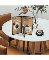 Yescom 8.5"x14" Menu Covers 10 Packs 4 View Leather Book Style Black Faux Custom Logo Cafe Restaurant Bars