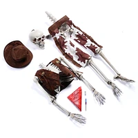 Yescom 2Pcs Life Size Skeleton Poseable Cowboy Skeleton with Gowing Eyes 5.4 Ft Halloween Decoration 2024