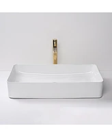 Aquaterior Rectangle Ceramic Vessel Sink Kit Bathroom Single Handle Faucet Drain