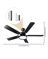 DELight 52" Ceiling Fan with Light Remote Control Led Chandelier Lamp 6 Speed Reversible