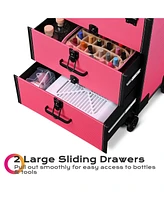 Byootique Rolling Makeup Train Case Cosmetic Storage Organizer Trolley 2 Drawers