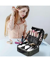 Byootique Rolling Makeup Train Case Portable Cosmetic Bag Set for Freelance Makeup Artist Cosmetic Organize Storage Travel