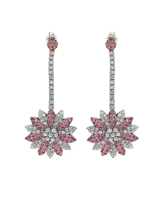 Suzy Levian New York Pink Sapphire & Lab-Grown White Sapphire Flower Drop Dangle Earrings in Sterling Silver by Suzy Levian