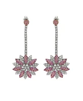 Suzy Levian New York Pink Sapphire & Lab-Grown White Sapphire Flower Drop Dangle Earrings in Sterling Silver by Suzy Levian