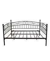 Metal Daybed Frame Multifunctional Mattress Foundation/Bed Sofa With Headboard, Twin, Black