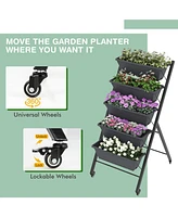 5-Tier Vertical Raised Garden Bed with Wheels and Container Boxes