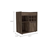 Fm Furniture Leeds Bar Cabinet, One Cabinet, Divisions, Two Concealed Shelves, Six Cubbies for Liquors