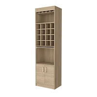 Fm Furniture Myers Bar Cabinet, Two Shelves, Double Door Cabinet, Six Built-in Wine Rack