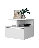 Fm Furniture Augusta Floating Nightstand with 2-Tier Shelf and 1-Drawer