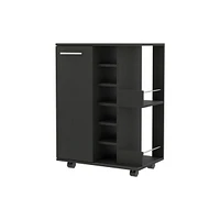 Fm Furniture Tennessee Bar Cart, One Cabinet With Division, Six Cubbies For Liquor