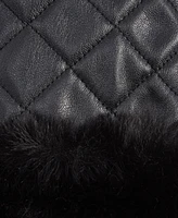 I.n.c. International Concepts Women's Faux-Fur-Trim Faux-Leather Gloves, Created for Macy's