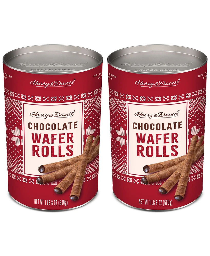 Harry & David Holiday Chocolate Wafer Rolls Tin, 24 Oz, 2 Pack