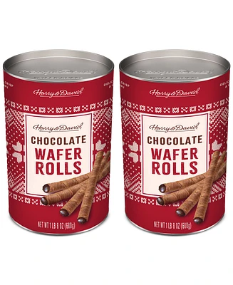 Harry & David Holiday Chocolate Wafer Rolls Tin, 24 Oz, 2 Pack