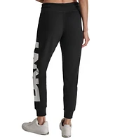 Dkny Women's Exploded Logo Cuff Fleece Jogger Sweatpants