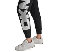 Dkny Women's Exploded Logo Cuff Fleece Jogger Sweatpants