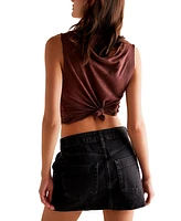 Free People Women's Wynne Cotton Denim Wrap-Front Skirt