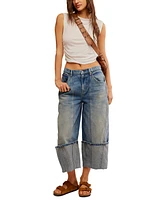 Free People Women's Olsen High-Rise Cotton Cuffed Barrel Jeans