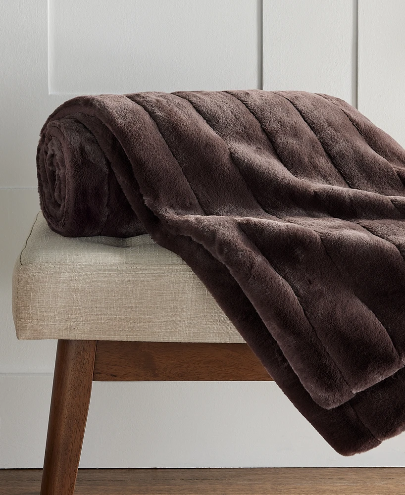 Hotel Collection Channeled Faux Fur Throw, 50" x 60", Exclusively at Macy's