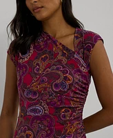 Lauren Ralph Women's Paisley Stretch Jersey Cap-Sleeve Dress