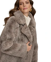 Donna Karan New York Women's Notched-Collar Faux-Fur Coat