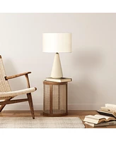 Brightech Nathaniel 20" Cement Led Table Lamp with Cream Drum Shade