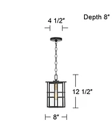 Possini Euro Design Arley Modern Outdoor Hanging Ceiling Light Fixture Black Geometric Frame 12 1/2" Seedy Glass for Exterior Barn Deck House Porch Ya