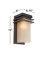 Bernadine 12" High Mission Traditional Outdoor Wall Light Fixture Mount Porch House Exterior Outside Lantern Weatherproof Oil Rubbed Bronze Finish Met