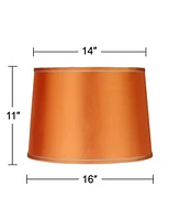 Sydnee Satin Medium Drum Lamp Shade 14" Top x 16" Bottom x 11" Slant x 11" High (Spider) Replacement with Harp and Finial