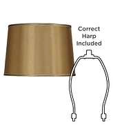 Sydnee Gold with Silver Trim Medium Drum Lamp Shade 14" Top x 16" Bottom x 11" Slant (Spider) Replacement with Harp and Finial - Spring crest