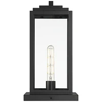 Titan Modern Outdoor Pier Mount Light Matte Black 17" Clear Glass Shade for Post Exterior Barn Deck House Porch Yard Patio Outside Garage Front Door