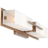 Midtown Modern Wall Lights Set of 2 Burnished Brass Gold Metal Hardwired 4.5" Fixture White Glass Shade for Bedroom Bathroom Vanity Living Room Home H