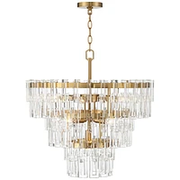 Vienna Full Spectrum Donegan Burnished Brass Crystal Chandelier 23 1/2" Wide Luxury Tiered 8-Light Fixture for Dining Room House Foyer Kitchen Island