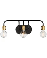 Possini Euro Design Aras Modern Industrial Wall Light Black Brass Gold Metal Hardwired 20" 3-Light Fixture Curving Arm for Bedroom Bedside Bathroom Va