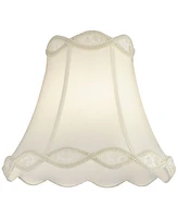 Cream Scalloped Gallery Medium Bell Lamp Shade 7" Top x 14" Bottom x 12.5" High (Spider) Replacement with Harp and Finial - Springcrest