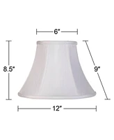 White Small Bell Lamp Shade 6" Top x 12" Bottom x 9" Slant x 8.5" High (Spider) Replacement with Harp and Finial - Imperial Shade