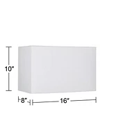 White Medium Rectangular Hardback Lamp Shade 16" Wide x 8" Deep x 10" High (Spider) Replacement with Harp and Finial - Spring crest