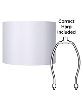 White Hardback Medium Drum Lamp Shade 16" Top x 16" Bottom x 12" High (Spider) Replacement with Harp and Finial - Springcrest