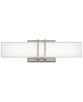 Exeter Modern Art Deco Wall Mount Light Led Brushed Nickel Silver Metal 17" Wide Vanity Fixture Rectangular Silk Screened Glass Shade Decor for Bathro