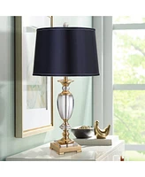 Sydnee Navy with Silver Trim Medium Drum Lamp Shade 14" Top x 16" Bottom x 11" Slant (Spider) Replacement with Harp and Finial - Spring crest